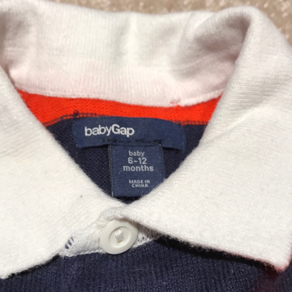 Baby Gap Sweater/knit one piece orange/blue 6-12mo - Picture 4 of 5